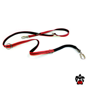 Поводок для дрессировки собак CROCI HIKING ANTISHOCK VENTURE (напоясный или наплечный), прорезиненный нейлон, 2.5см х 200см, красный