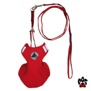 Шлея для собак CROCI HIKING PARURE (перфорированный нейлон) + поводок, красный