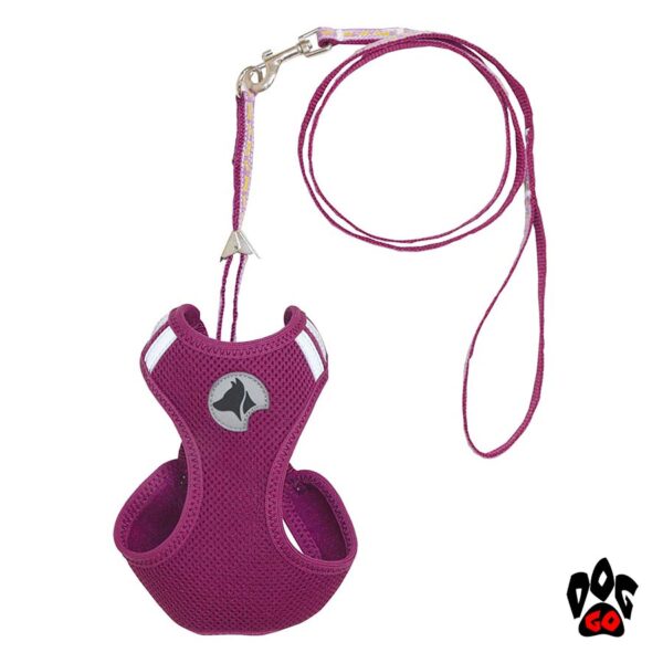 Шлея для собак CROCI HIKING PARURE (перфорированный нейлон) + поводок, фиолетовый