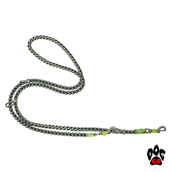Водилка для собак CROCI HIKING ENDURANCE (прорезиненный нейлон) плетеная, с фиксатором карабина, зеленый