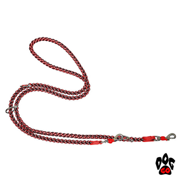Водилка для собак CROCI HIKING ENDURANCE (прорезиненный нейлон) плетеная, с фиксатором карабина, красный