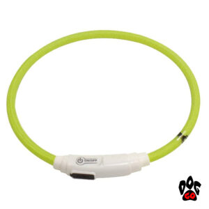 Светящийся ошейник для кошек и мелких пород собак (USB, LED) CROCI, нейлон, 40см, салатовый