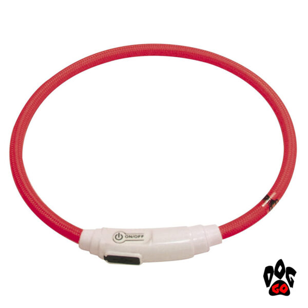 Светящийся ошейник для кошек и мелких пород собак (USB, LED) CROCI, нейлон, 40см, красный