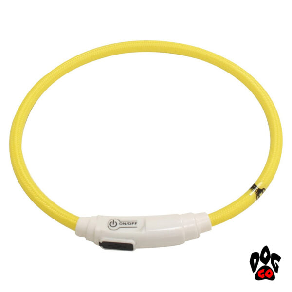 Светящийся ошейник для кошек и мелких пород собак (USB, LED) CROCI, нейлон, 40см, желтый
