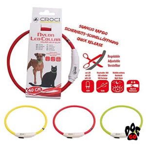 Светящийся ошейник для кошек и мелких пород собак (USB, LED) CROCI, нейлон, 40см