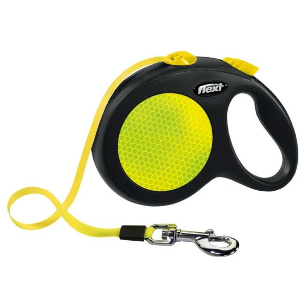 Рулетка FLEXI Neon S, 5м, до 12кг, шнур, черна з жовтим (5215)