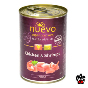 Консервы для кошек NUEVO ADULT с курицей и креветками, 400 г - 2