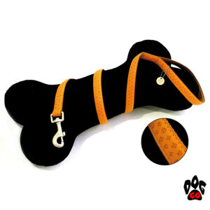 Поводок для собак CROCI MYLORD из кожзама с тиснением 1.2 метра, оранжевый