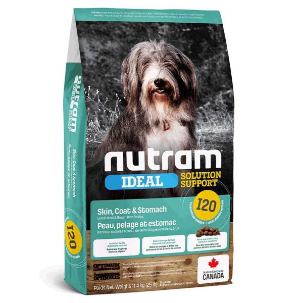 I20_NUTRAM Холістик для собак з чут. травленням та шкірою; з ягням і рисом, 2кг