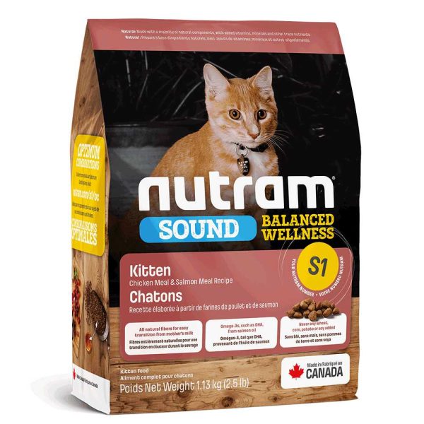 S1_NUTRAM Sound BW Холістик корм для кошенят; з куркою та лососем, 1.13 кг