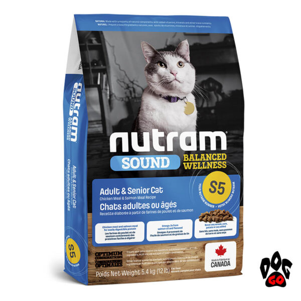 Корм для стерилизованных кошек и кастрированных котов NUTRAM S5 с курицей и лососем 1кг