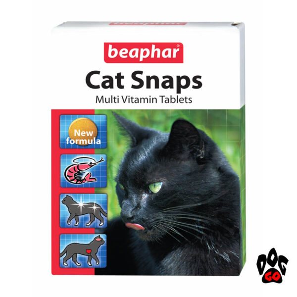 Витаминные лакомства для кошек BEAPHAR Cat Snaps с биотином, таурином и креветками, 75 таб