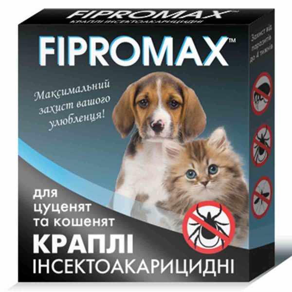 Краплі FIPROMAX д/кошенят і цуценят вагою 1,5-4 кг,2 піп./уп.8шт (захист від бліх і кліщів 30дн.)
