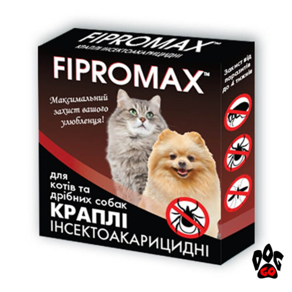 Капли на холку ФИПРОМАКС для котов и мелких собак от 4 до 10 кг, 2 пип. в уп