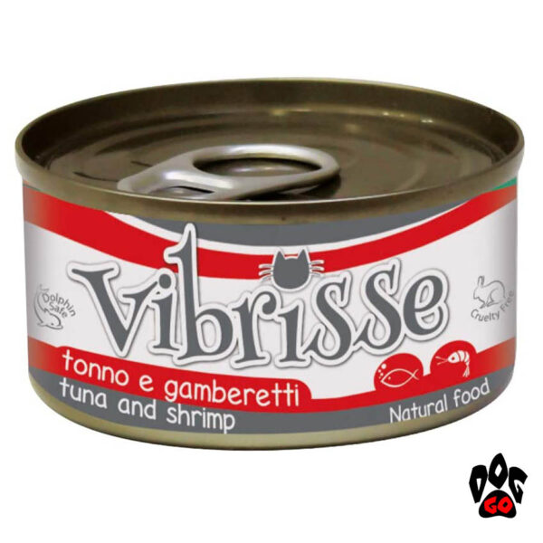Влажный корм для кошек Конcервы VIBRISSE тунец+креветки (70г-140г)