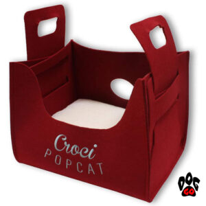 CROCI Диван-сумка для животного Popcat King Bordeaux, бордовый, 35х25х30см-2