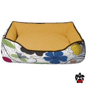 CROCI Лежак-диван для животных Cozy Flo, прямоугольный, оранжевый, цветы, цветы-1