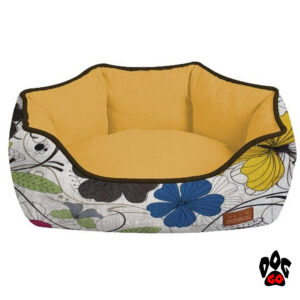 Лежак-диван для животных CROCI Cozy Flo, овальный, оранжевый, цветы-1