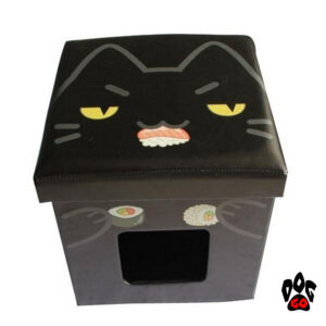 Пуфик для кота с домиком CROCI Catmania Black Cat, для интерьера, черный, 38х38х38см-1