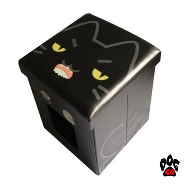 Пуфик для кота с домиком CROCI Catmania Black Cat, для интерьера, черный, 38х38х38см-2