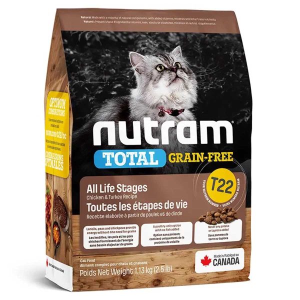 T22_NUTRAM Total GF Холістик для котів всіх життєвих стадій; з куркою та індичкою; без/зерн, 1.13 кг