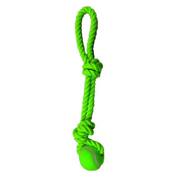 Іграшка для соб. CROCI JUICE канат з 2 вузлами і м'ячем, колір яблуко, 40см, 3шт / уп (ціна за 1шт)