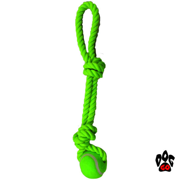 Веревочная игрушка для собак CROCI JUICE Канат с 2 узлами и мячом, цвет яблоко, 40см-1