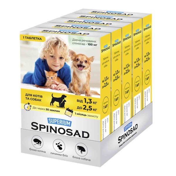 СУПЕРИУМ Спиносад таблетка для котов и собак от 1,3 до 2,5 кг