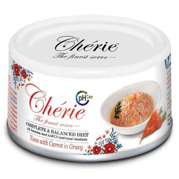 Cherie Вологий корм для підтримки сечовивідних шляхів, зі шматочками тунця та моркви в cоусі, 80г