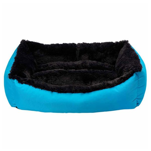 Лежак для тварини JELLYBEAN ,прямокутний (блакит/чорний) 78*60*22 см L
