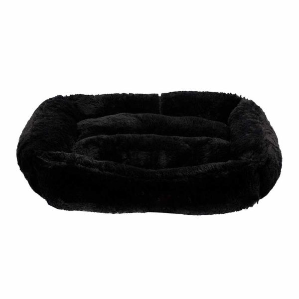 Лежак плюшевий для тварини BROWNIE, прямокутний(чорний) 95*70*22 см XL