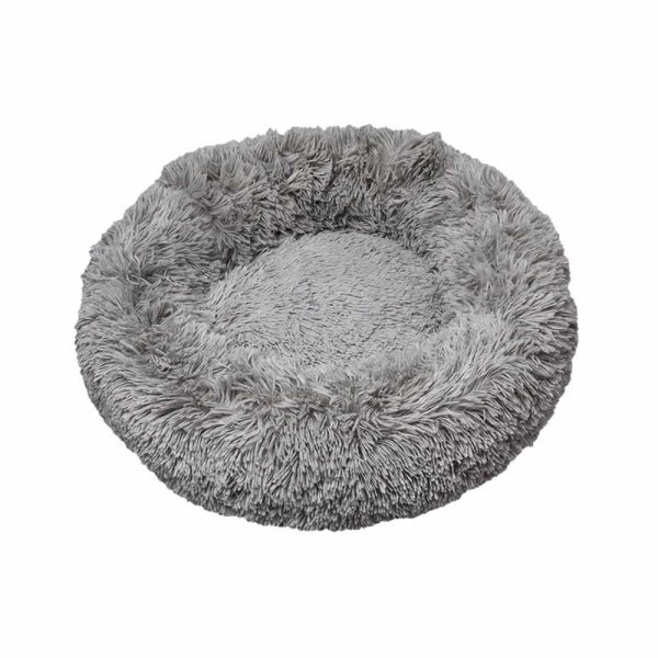 Лежак плюшевий для тварини PONCHIK, круглий (сірий) 98 см 35кг XL
