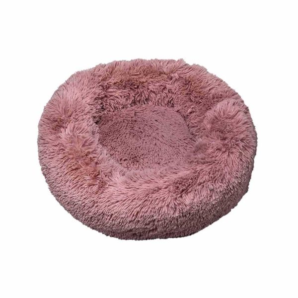 Лежак плюшевий для тварини PONCHIK , круглий (рожевий) 80 см 25кг L