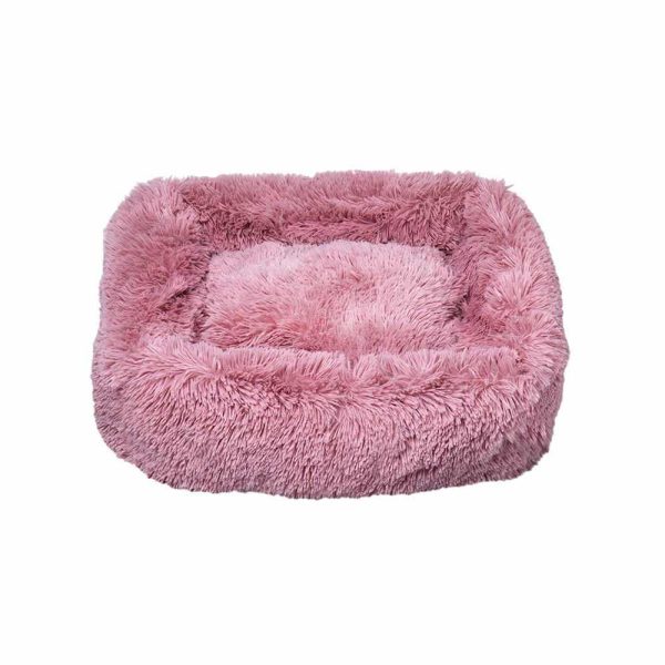 Лежак плюшевий для тварини PONCHIK, прямокутний (рожевий) 50*38*19 см S