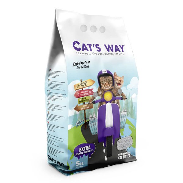 Бентонітовий наповнювач CAT'S WAY лаванда + фіолет. гранули, 5л