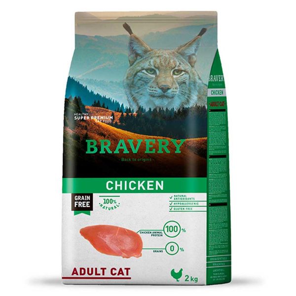BRAVERY Chicken Adult Cat, сухий корм для дорослих котів, з куркою 2kg