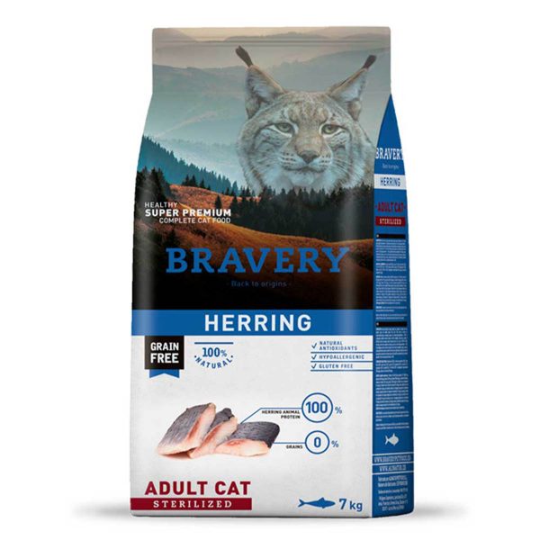 BRAVERY Herring Adult Cat Sterilized,сухий корм для дор. котів стерилізованих, з оселедцем 7kg