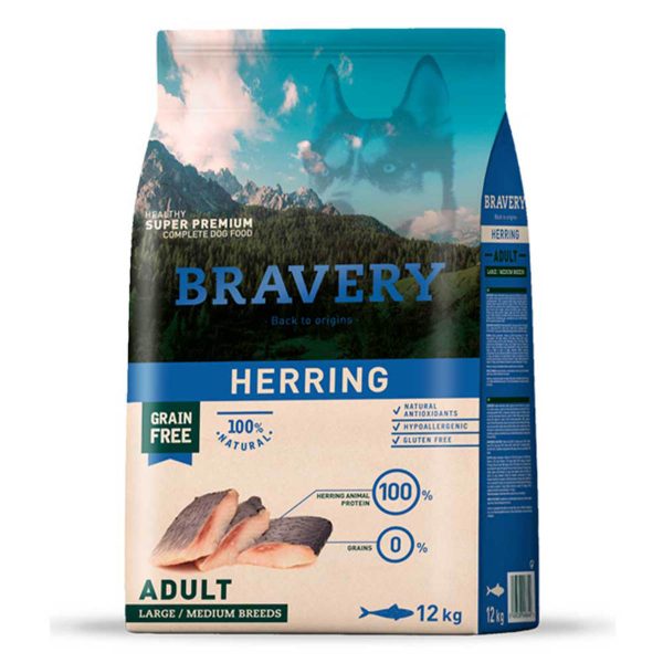 BRAVERY Herring Large/Medium Adult, сухий корм для собак cередн. та велик. порід, з оселедцем 12kg