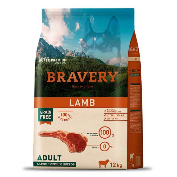BRAVERY Lamb Large/Medium Adult, сухий корм для собак cередн. та велик. порід, з ягням 12kg
