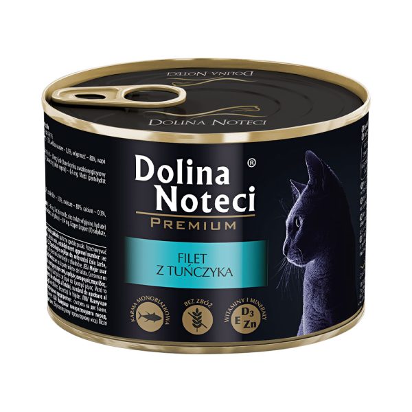 Консерви Dolina Noteci Premium для котів, філе тунця, 185г (12 шт/уп)