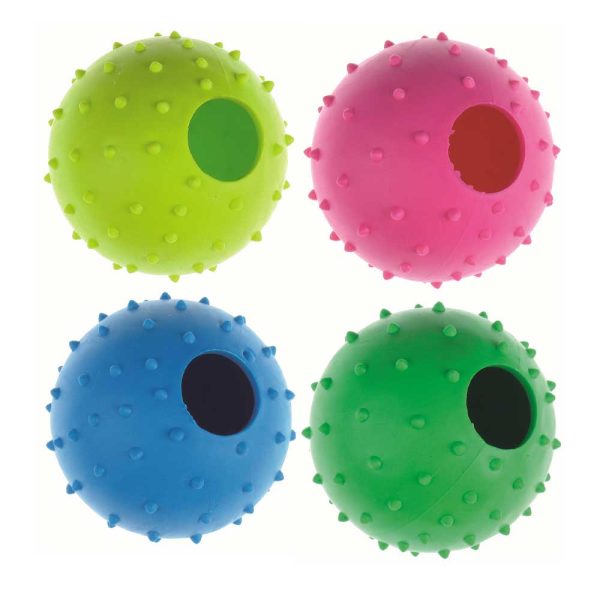 Іграшка для собак Dental Gum м'ячик резиновий з шипами та отвором ,9,5см (різні кольори) (6 шт/уп)