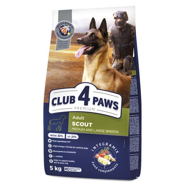 Клуб 4 Лапи Adult Medium & Large Breeds Scout - сухий корм для робочих собак середніх і великих порід, 5кг