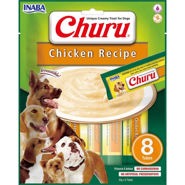 Ласощі INABA "Churu" для собак, вершковий мус в стіках, з куркою 8*20 гр (8 шт.уп.) (48 шт в ящ.)