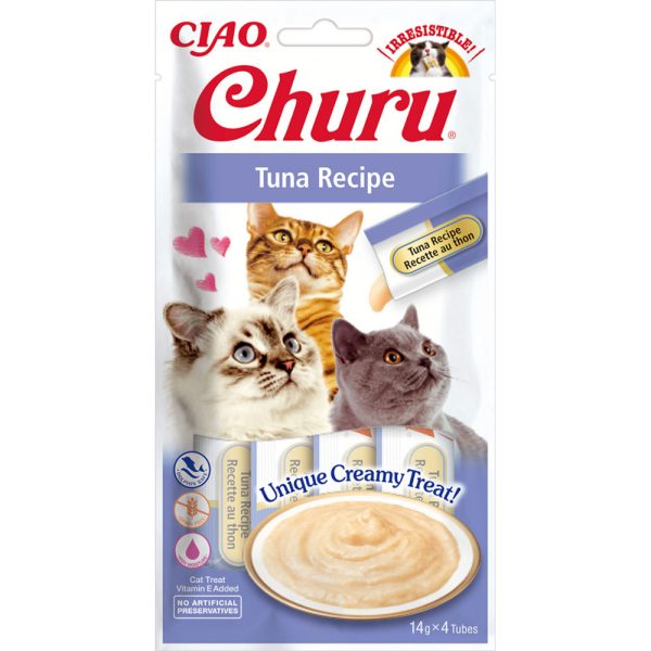 Ласощі INABA "Churu" для котів, вершковий мус в стіках, з тунцем 4*14 гр (12 шт.уп.) (48 шт в ящ.)