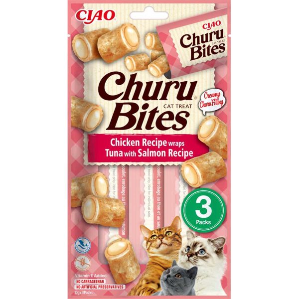 Ласощі INABA "Churu Bites" для котів, курка/тунець/лосось 3*10 гр (12 шт.уп.) (48 шт в ящ.)