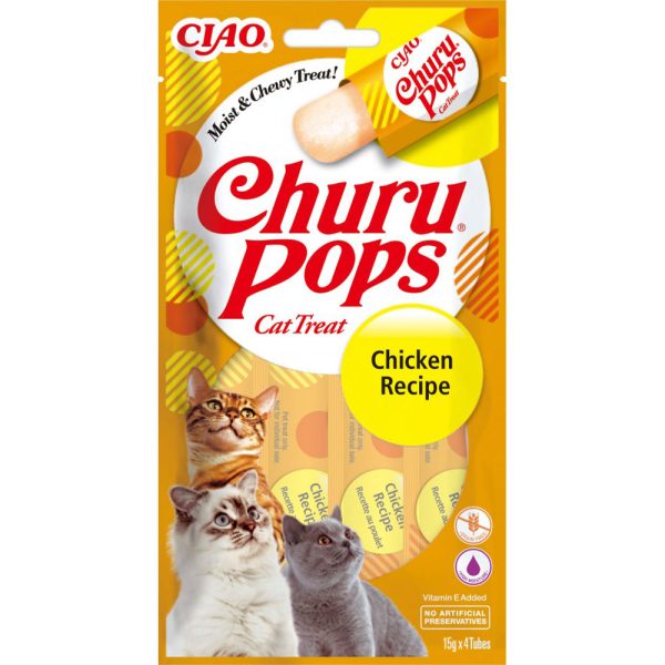 Ласощі INABA "Churu Pops" для котів, з куркою 4*15 гр (12 шт.уп.) (48 шт в ящ.)