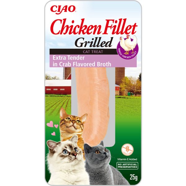 Ласощі INABA "Grilled" для котів, ніжне куряче філе на грилі в бульйоні з краба 25 гр (1 шт)(12 шт.уп.) (48 шт в ящ.)