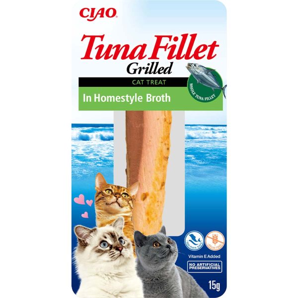 Ласощі INABA "Grilled" для котів, філе тунця на грилі в домашньому бульйоні 15 гр (1 шт) (12 шт.уп.) (48 шт в ящ.)