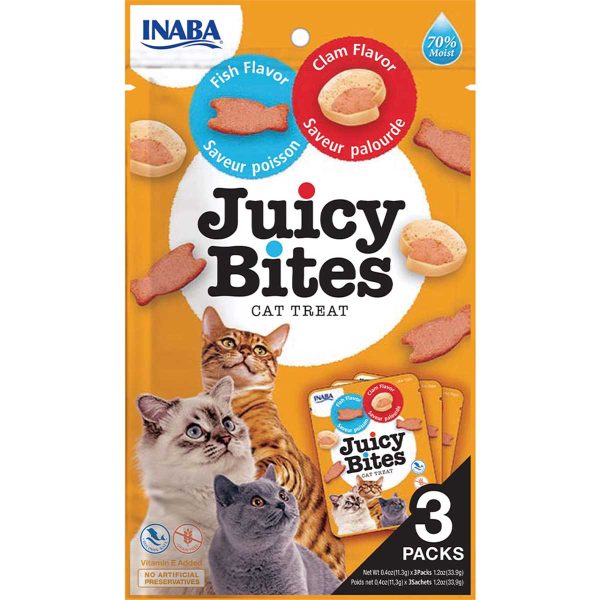 Ласощі INABA "Juicy Bites" для котів, соковиті снеки зі смаком риби і молюсків 3*11,3 гр (6 шт.уп.) (48 шт в ящ.)