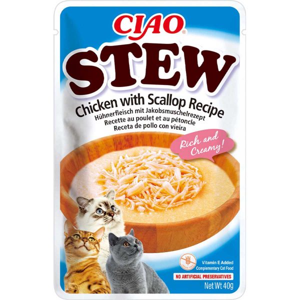 Пауч INABA "CIAO Stew" для котів, з тушкованою куркою та гребінцем 40 гр (12 шт.уп.) (48 шт в ящ.)